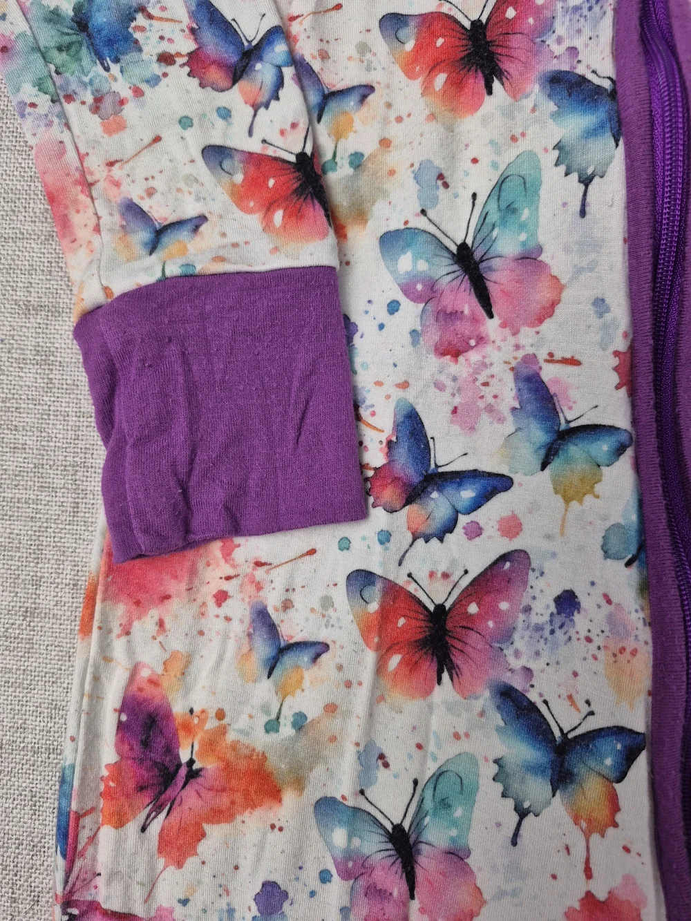 Bamboo Watercolor Butterfly Zip One Piece Romper Pajamas 18-24M